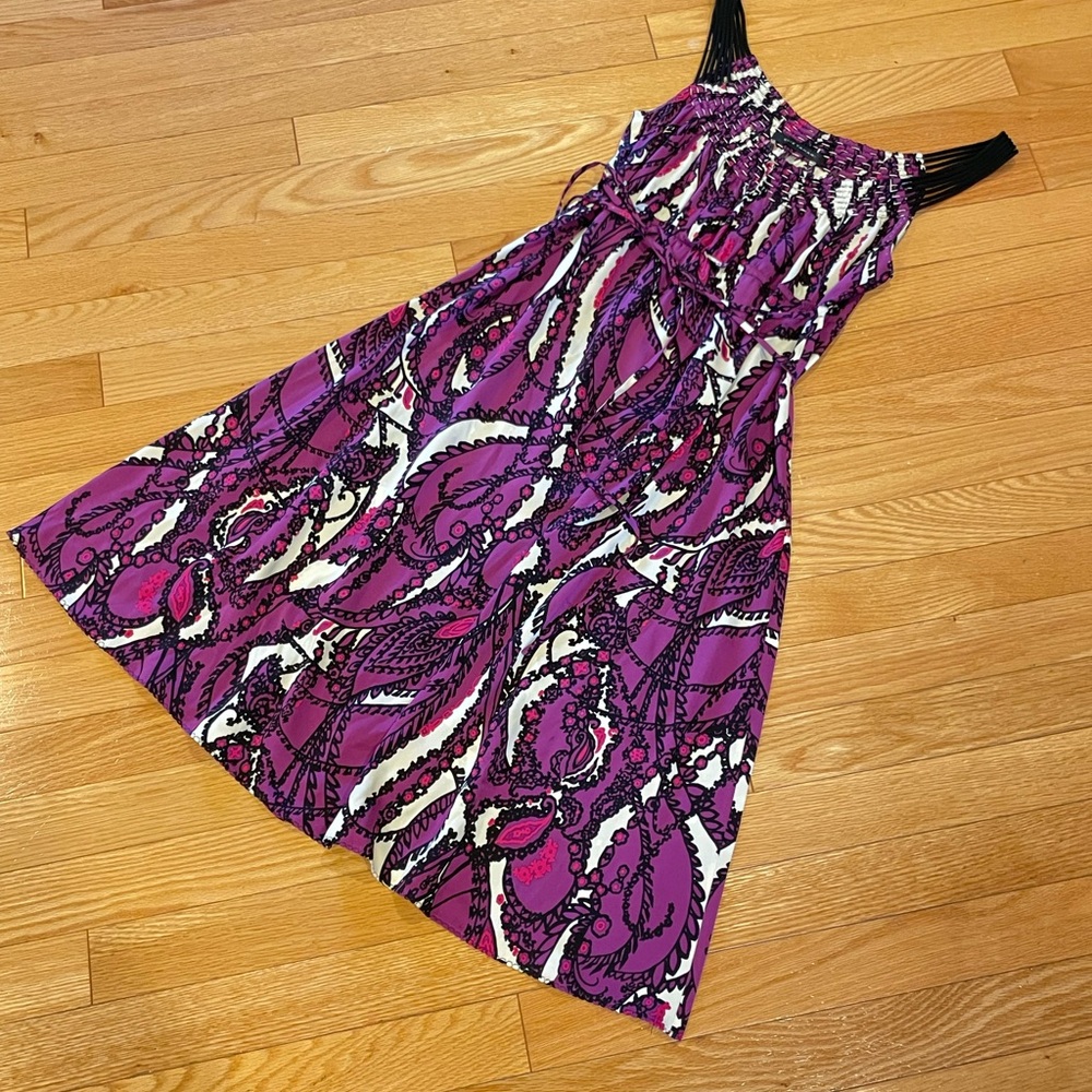 Elie Tahari Purple and Black Patterned Dress